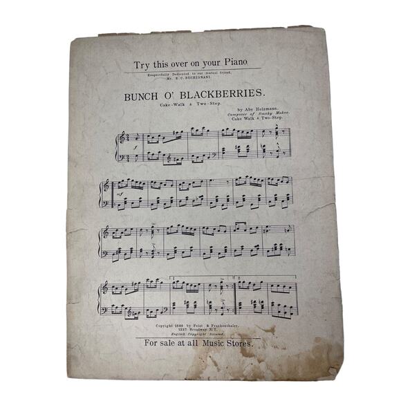 1899 Antique Smoky Mokes Cakewalk‎ and Two Step Sheet Music A Holzmann - Picture 7 of 9